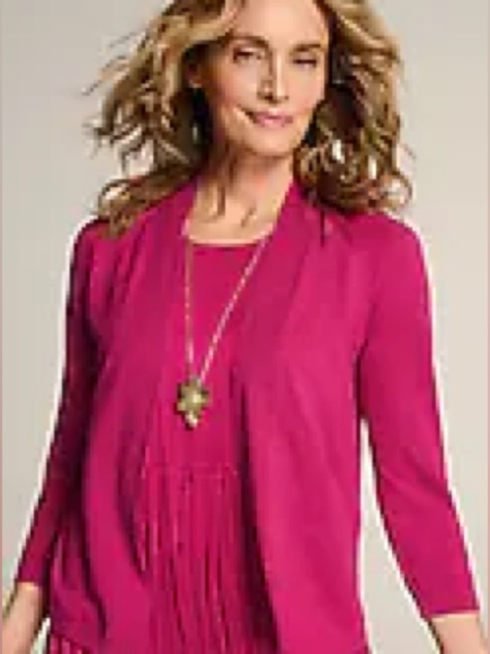 Women's Fuchsia Fringe Cardigan Top